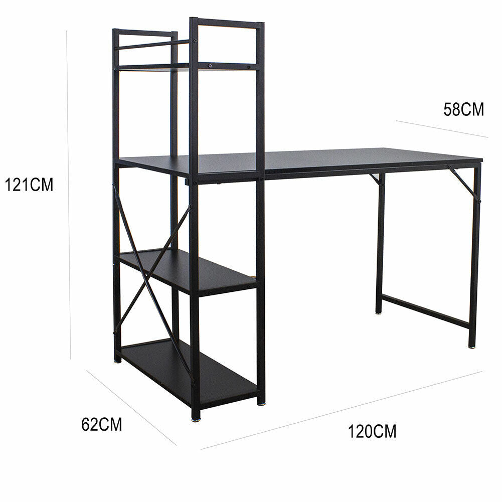 Scrivania Libreria Tavolo Porta PC Computer Metallo Legno Ufficio Casa Nero