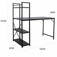 Scrivania Libreria Tavolo Porta PC Computer Metallo Legno Ufficio Casa Nero