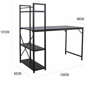 Scrivania Libreria Tavolo Porta PC Computer Metallo Legno Ufficio Casa Nero