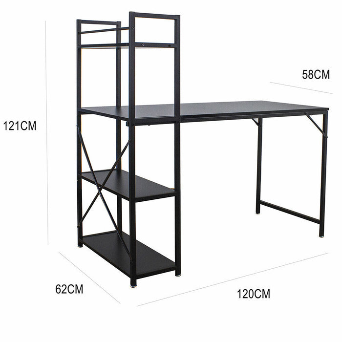 Scrivania Libreria Tavolo Porta PC Computer Metallo Legno Ufficio Casa Nero