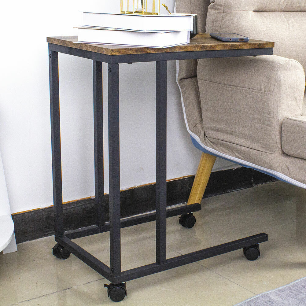 Tavolino da Caffe Porta Pc Laterale Divano Letto Metallo legno con Ruote Moderno
