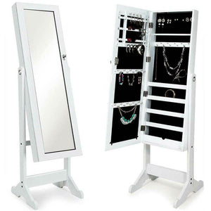 Specchiera Portagioie Ginevra Armadietto Portagioielli Specchio con Anta Bianco