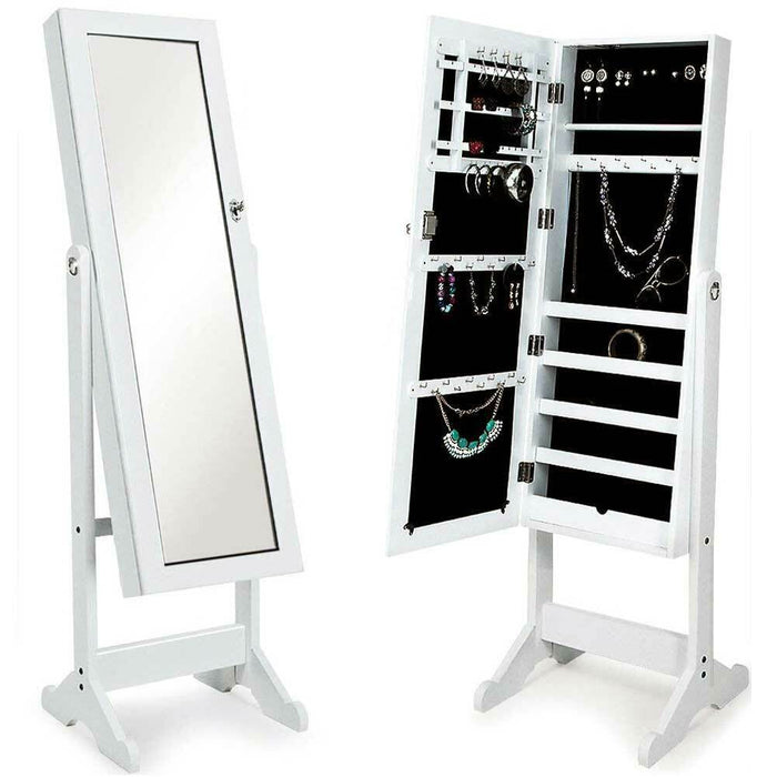 Specchiera Portagioie Ginevra Armadietto Portagioielli Specchio con Anta Bianco