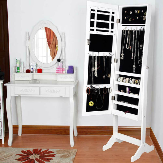 Specchiera Portagioie Ginevra Armadietto Portagioielli Specchio con Anta Bianco