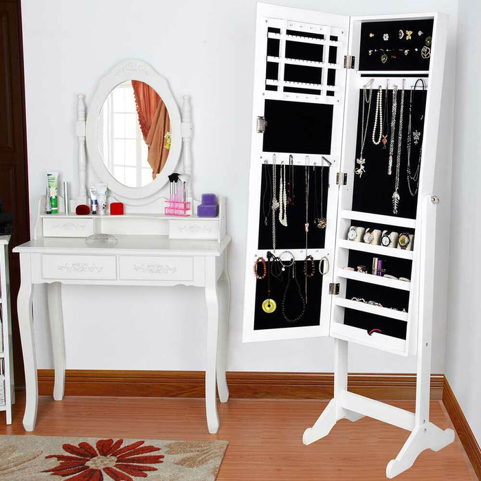 Specchiera Portagioie Ginevra Armadietto Portagioielli Specchio con Anta Bianco