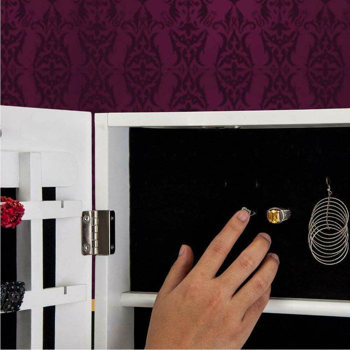 Specchiera Portagioie Ginevra Armadietto Portagioielli Specchio con Anta Bianco