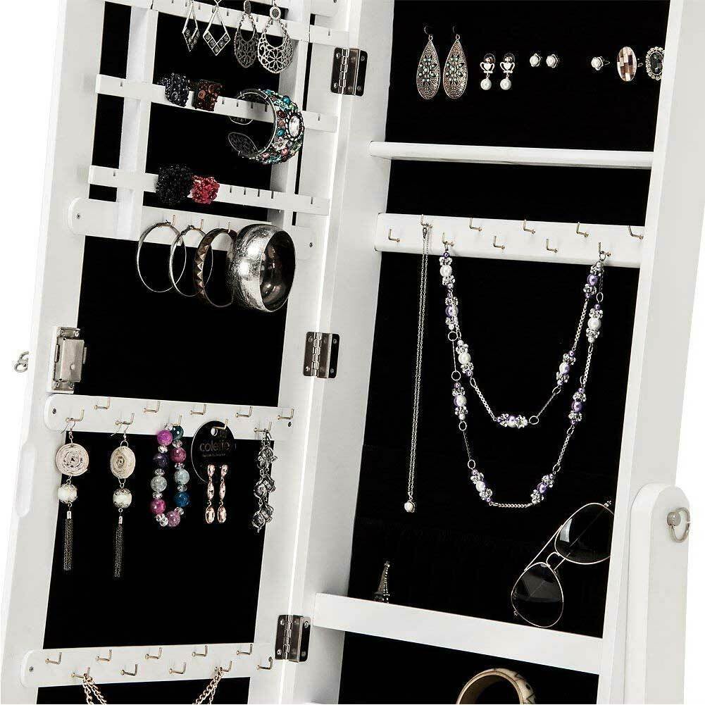 Specchiera Portagioie Ginevra Armadietto Portagioielli Specchio con Anta Bianco