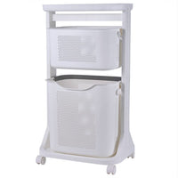 Carrello Portabiancheria Salvaspazio 2 Litri Cesta Estraibile 2 Ripiani Bianco