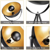 Lampada Piantana Terra Design Moderno Industriale Metallo Luce E27 Nero oro