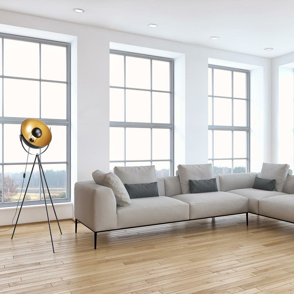 Lampada Piantana Terra Design Moderno Industriale Metallo Luce E27 Nero oro