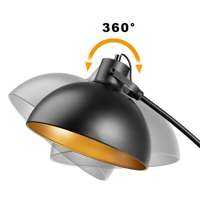 Lampada Arco Piantana Terra Design Moderno Industriale Metallo Luce E27 Nero Oro