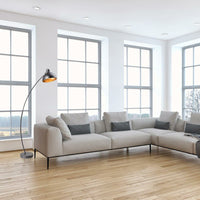 Lampada Arco Piantana Terra Design Moderno Industriale Metallo Luce E27 Nero Oro