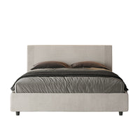 Letto Matrimoniale 160x210 cm con Rete e Contenitore con Testata e Alzata Comoda Imbottito in Tessuto Labirinto Rosal