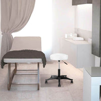Sgabello Estetista Girevole Seduta Imbottita 10cm Ecopelle Salone Studio Bianco