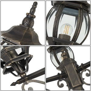 Lampione Vittoriano Classico da Giardino 3 Lanterne in Alluminio Ottone 202cm