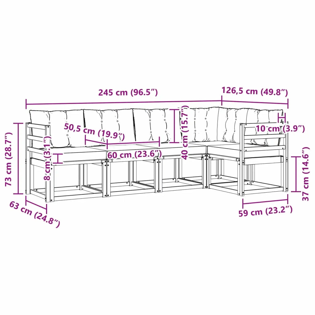 Set di divani da esterno con cuscino 5 pcs Bianco e Beige 3389467