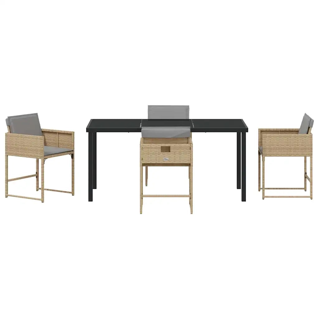Set da Pranzo per Giardino 5 pz | Set Salotto da Giardino Beige polyrattan