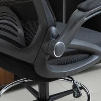 Sedia da Ufficio Traspirante ad Altezza Regolabile con Braccioli Ribaltabili, 64x60x106-126 cm, Nera