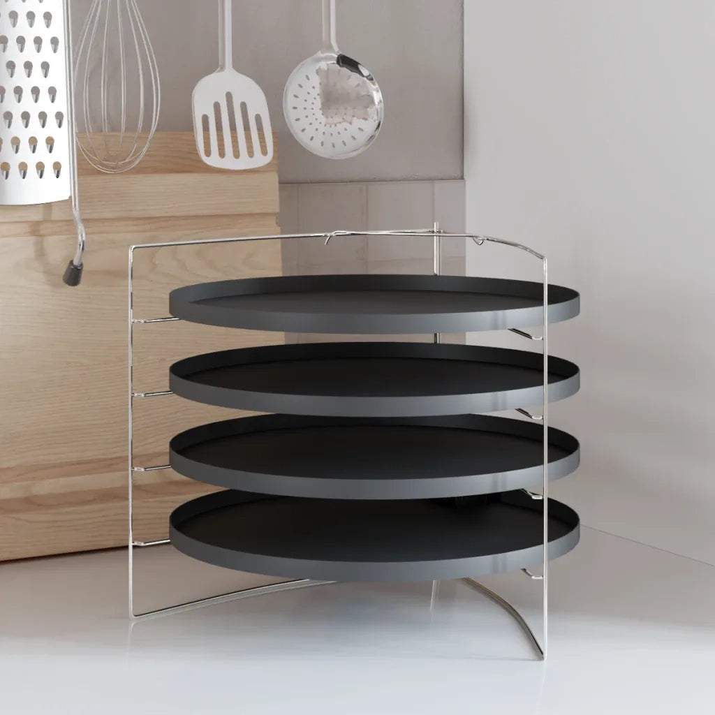 Teglie per Pizza 4 pz con Porta Teglie Ã˜ 28 cm in Acciaiocod mxl 118249