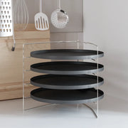 Teglie per Pizza 4 pz con Porta Teglie Ã˜ 28 cm in Acciaiocod mxl 118249