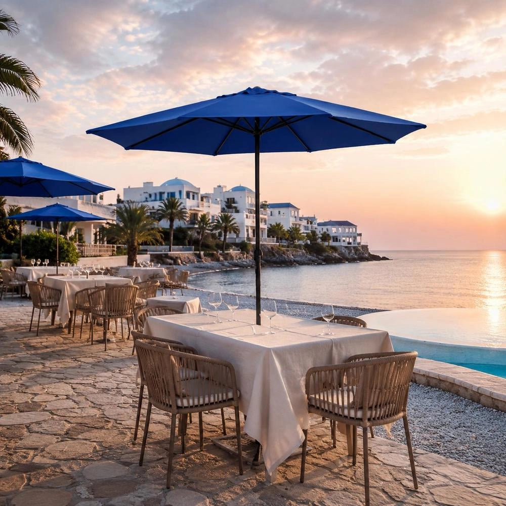 Parasol With Metal Pole 390 Cm Azure Blue
