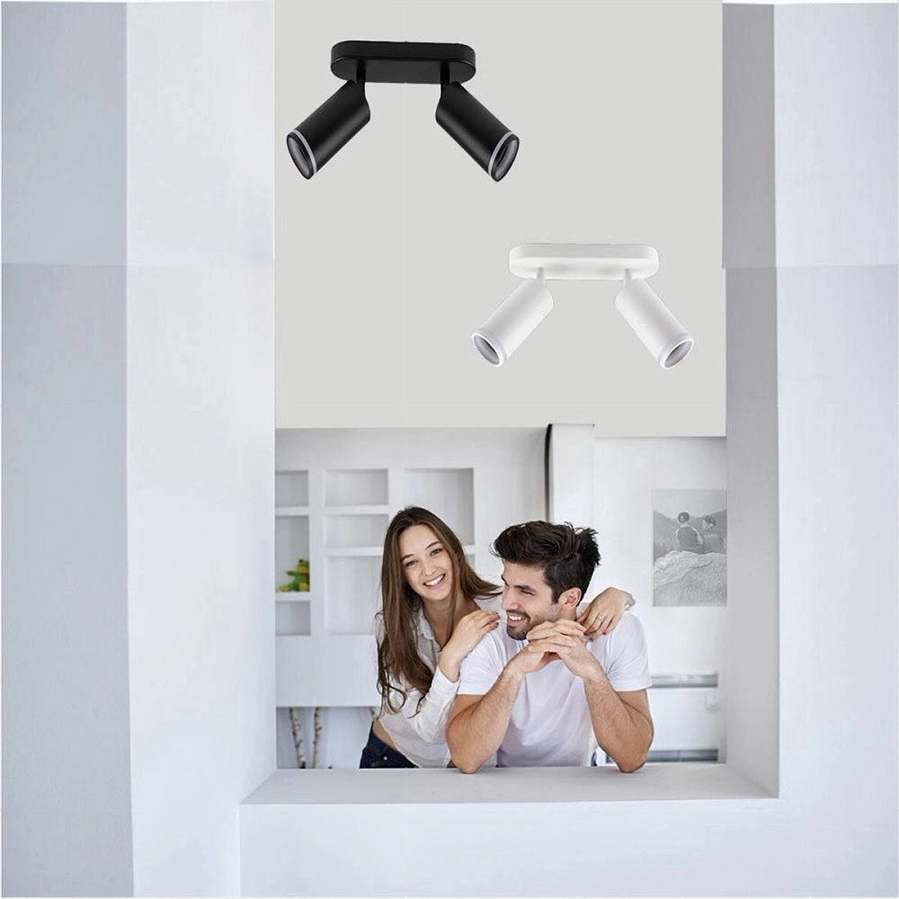 Trade Shop - Applique Plafoniera Orientabile Da Soffitto Parete 2 Diffusori Lampada Gu10 Ts-2 -