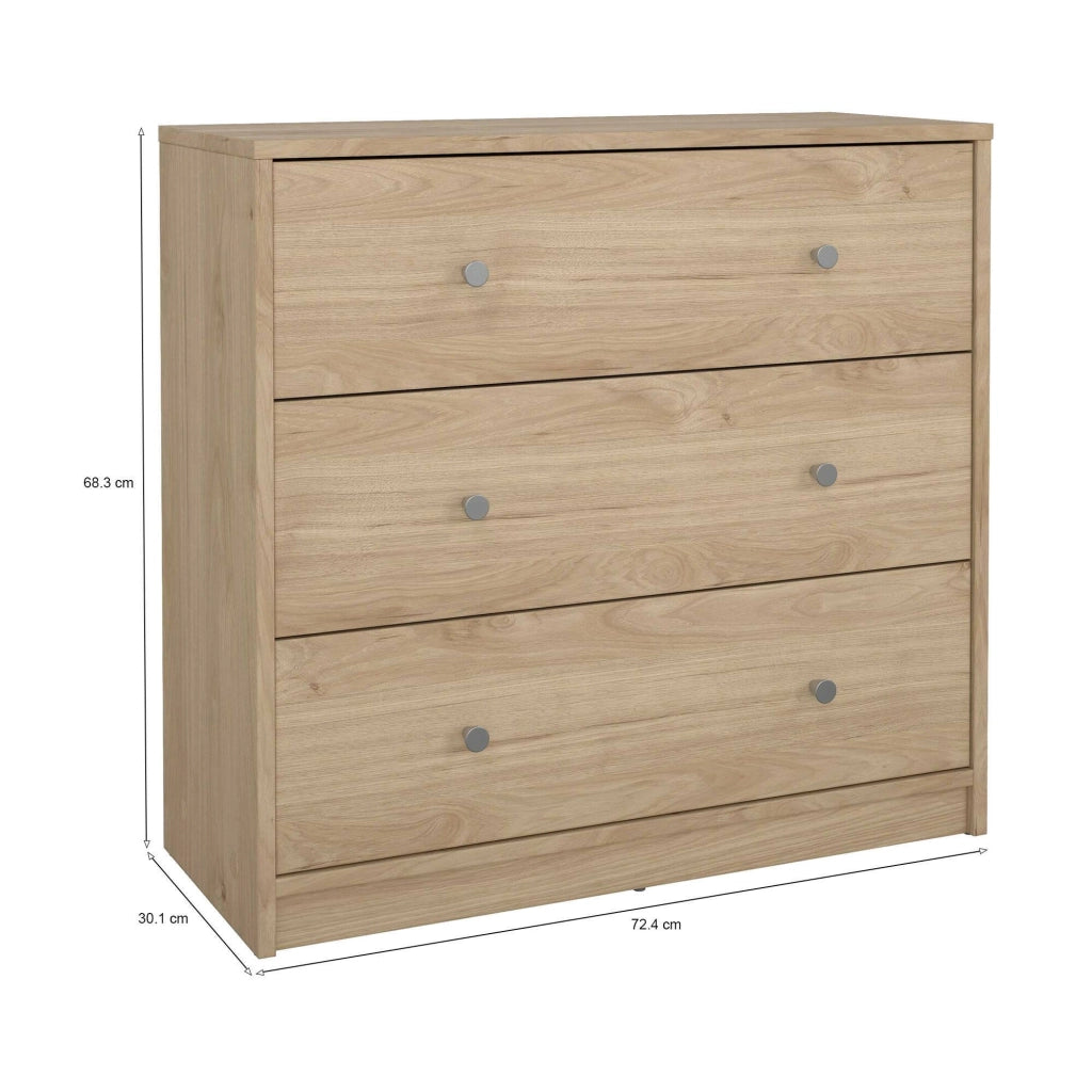 Cassettiera Alert, Settimino multiuso, Comò camera da letto, Mobile con cassetti, 72x30 h68 cm, Rovere