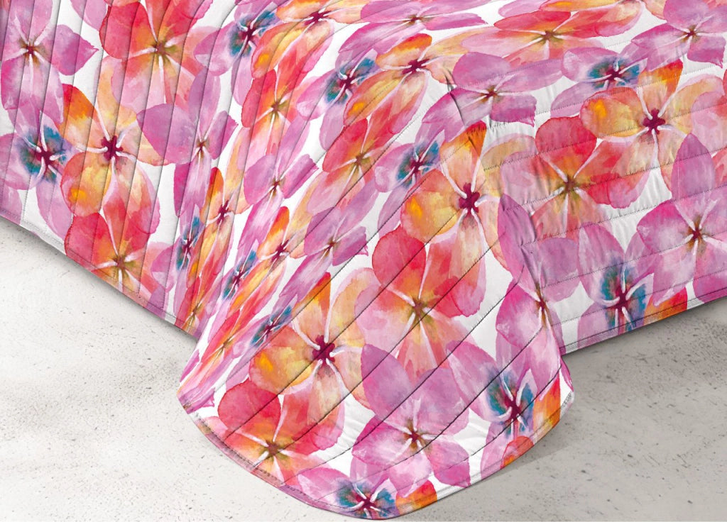 Quilt Trapuntino Piumino Estivo 100gr/mq Microfibra Summer Flower - Matrimoniale - D18 Fucsia