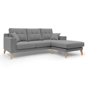 Danish Divano angolare REVERSIBILE in tessuto morbido impermeabile T02 237 cm grigio