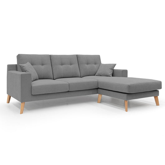 Danish Divano angolare REVERSIBILE in tessuto morbido impermeabile T02 237 cm grigio