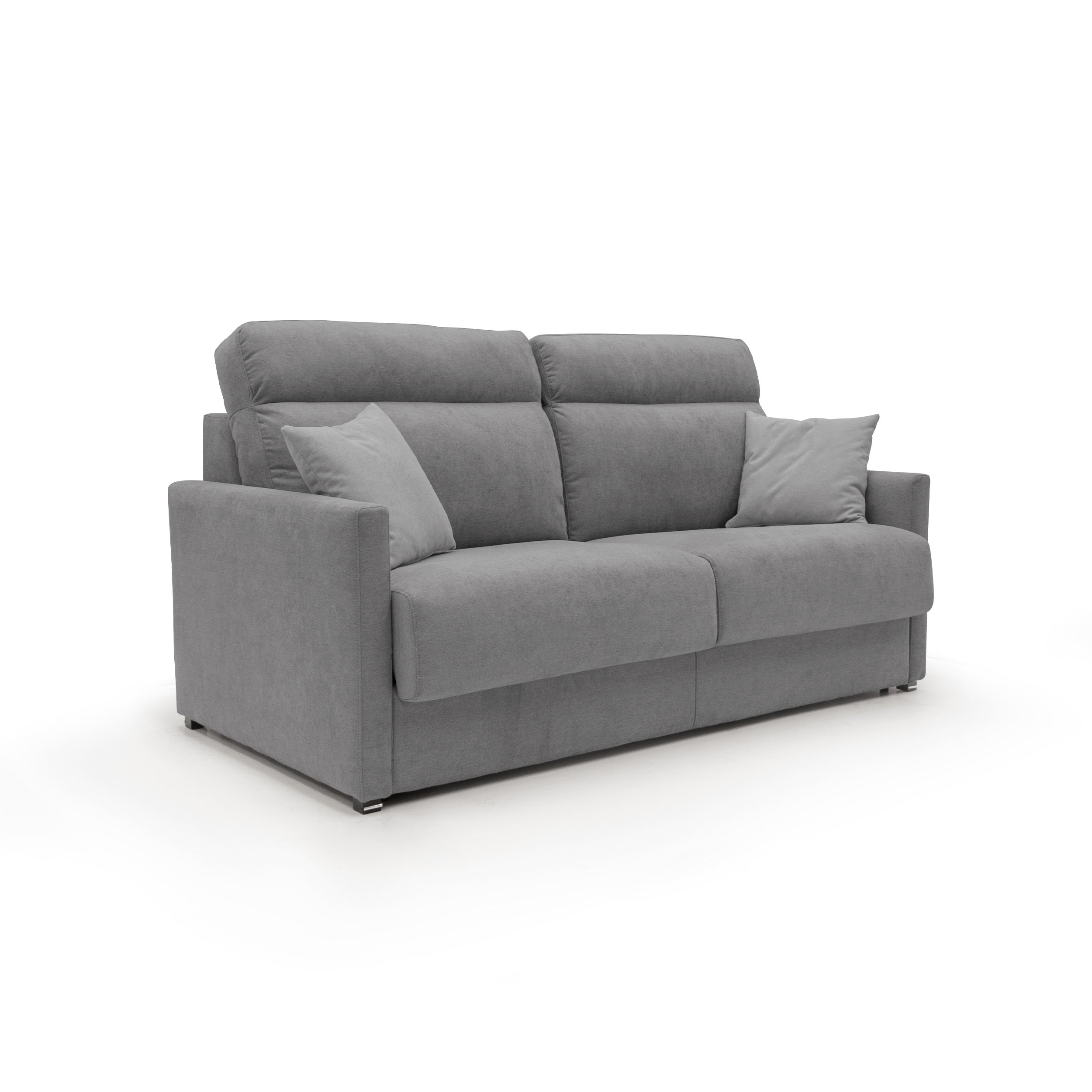 Margot Divano letto matrimoniale con schienale morbido alto in tessuto T02 156 cm (mat.120x197) grigio