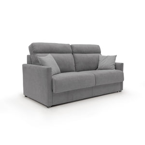 Margot Divano letto matrimoniale con schienale morbido alto in tessuto T02 156 cm (mat.120x197) grigio