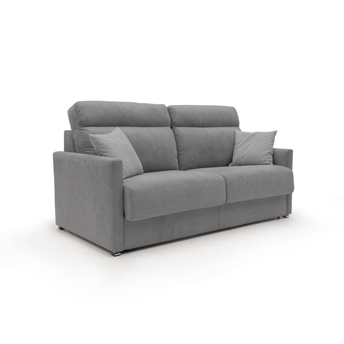 Margot Divano letto matrimoniale con schienale morbido alto in tessuto T02 156 cm (mat.120x197) grigio