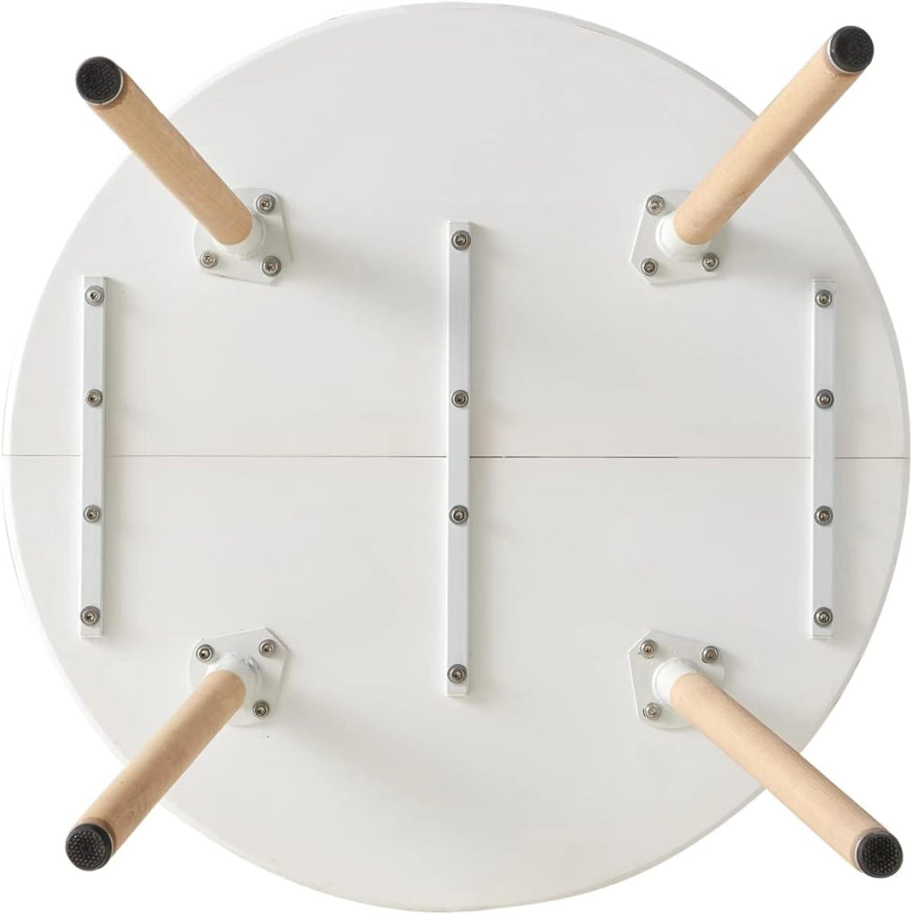 GrandCA HOME Tavolo da Pranzo e 4 Sedie da Pranzo Set da Pranzo Moderno, Struttura di Giunzione Tavolo Rotondo da Tavolo e Sedie da Cucina Beige