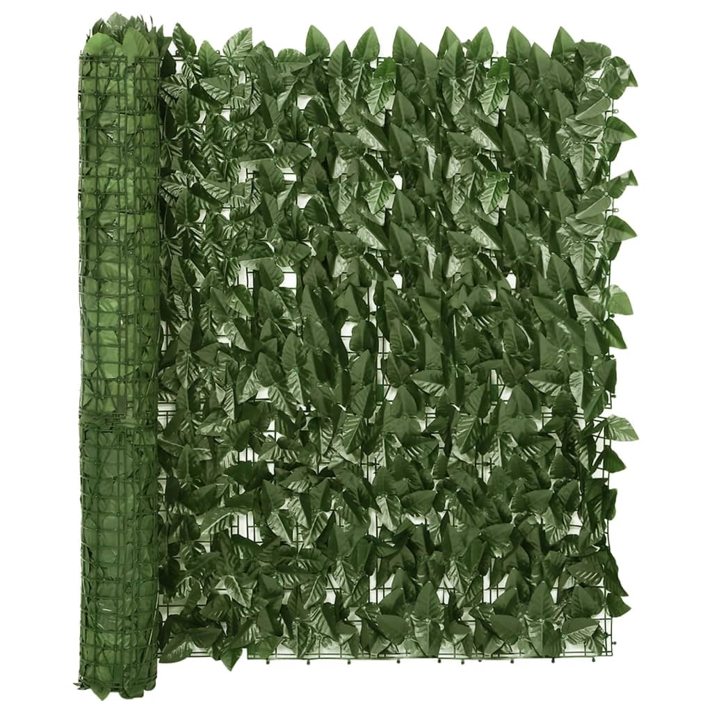 Schermo per balcone schermo per la privacy con foglie 600 x 100 cm verde scuro 02_0010011