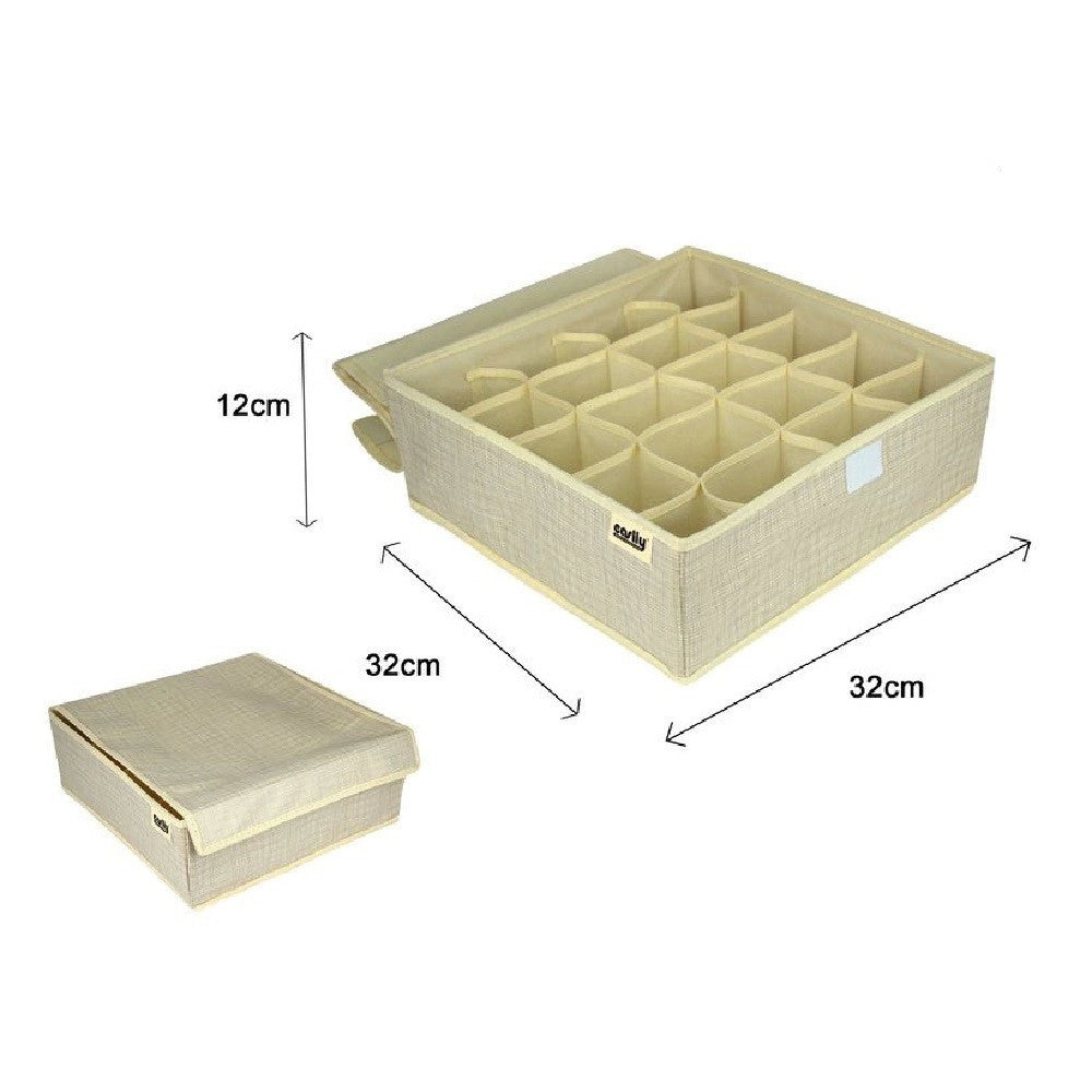 Trade Shop - Portaoggetti Tessuto Organizer Contenitore Biancheria 20 Posti 32x32x12 Cm 69720 -