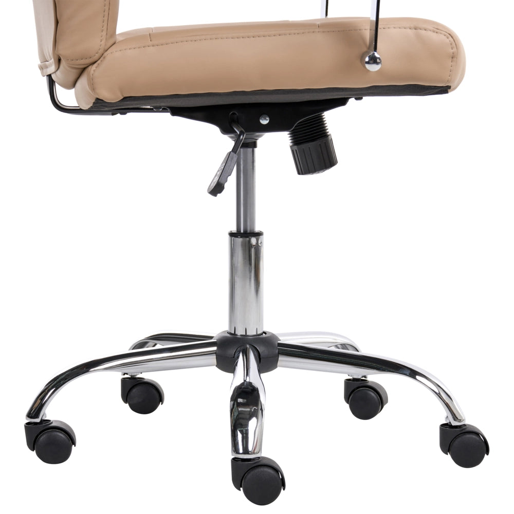 Sedia da Ufficio Girevole Regolabile in Ecopelle di colore Beige Ufficio Inclinabile