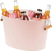 Wijnkoeler in Metallo - Champagne Cooler con Maniglie in Legno - Gelatore per Vino e Birra - Rosa Chiaro