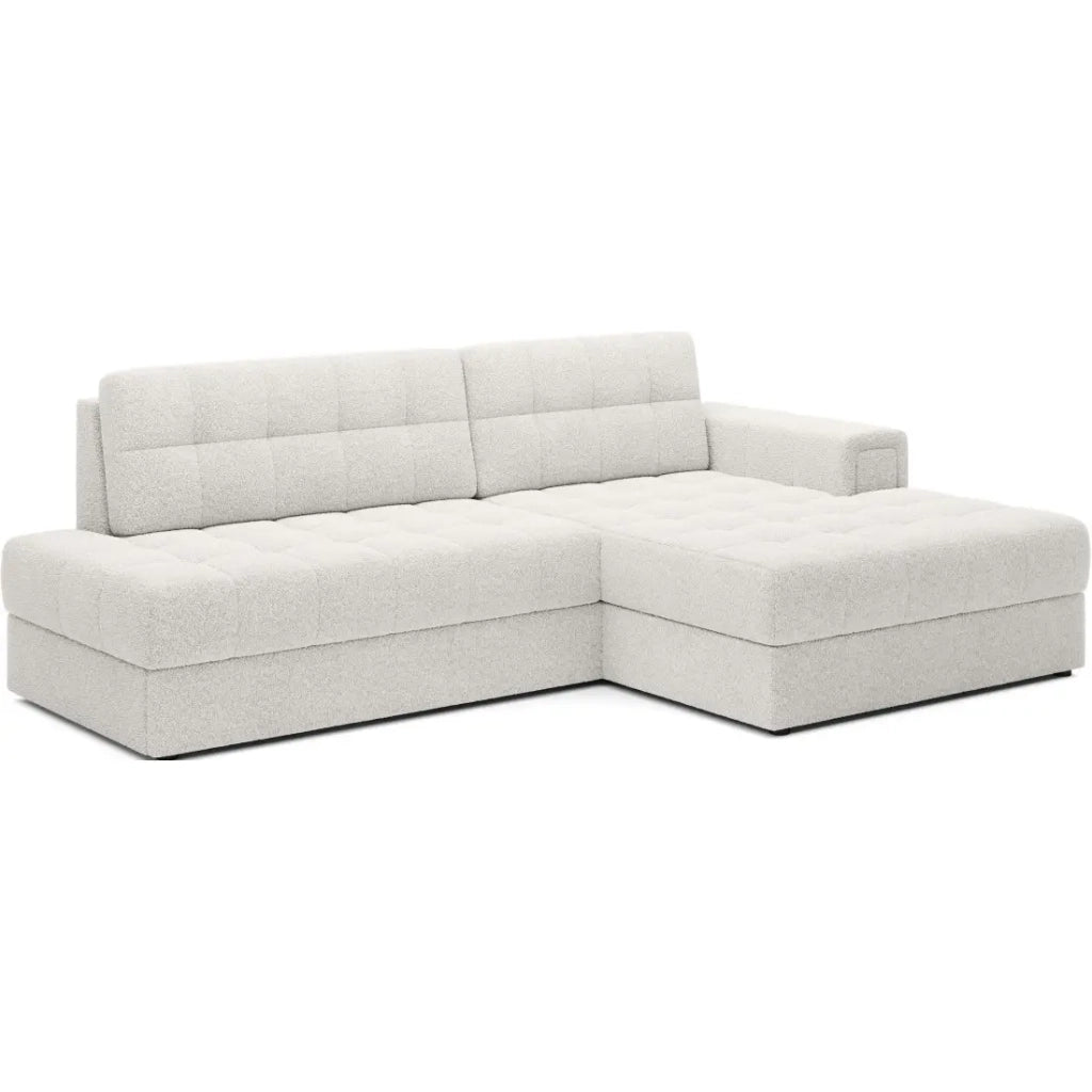 Divano angolare convertibile CUBITO bianco 240 cm con vano contenitore angolo destro
