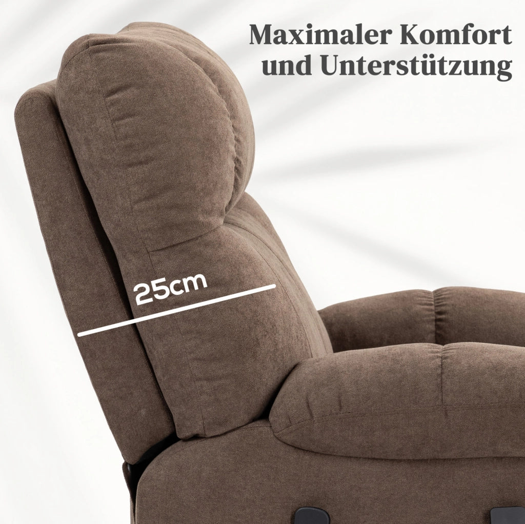 Poltrona reclinabile elettrica marrone con sollevamento, massaggio e calore per il massimo comfort