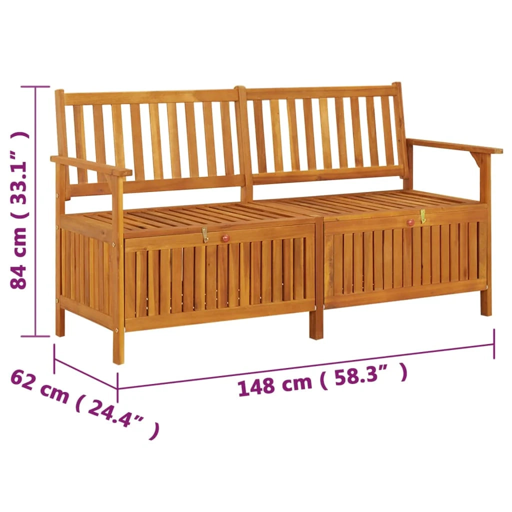 Panca da giardino mobili da esterno per patio contenitore per terrazza 148 cm legno massello di acacia 02_0011795