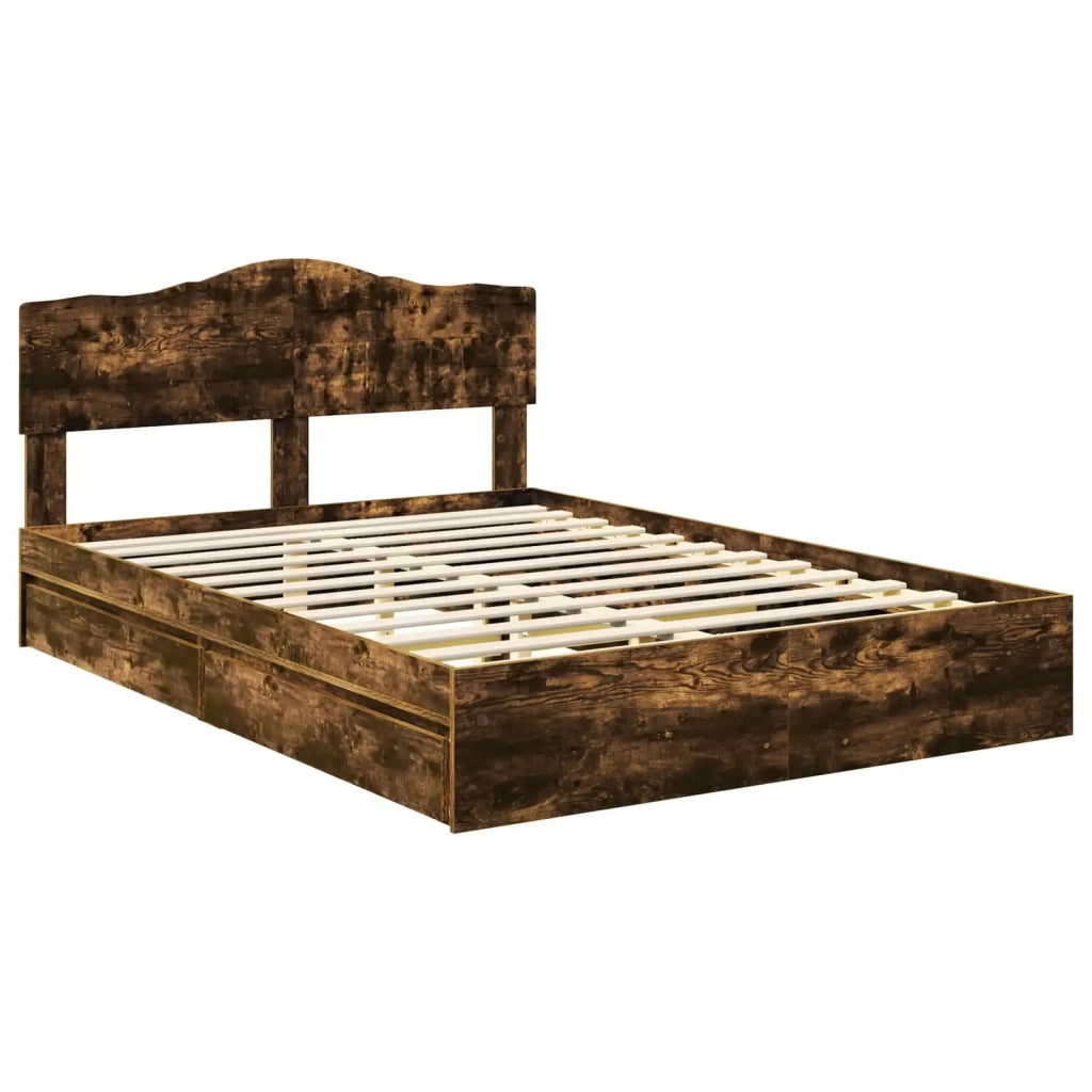 Letto con Contenitore con testiera Rovere fumé 160 x 200 cm 3413079