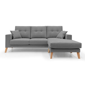 Danish Divano angolare REVERSIBILE in tessuto morbido impermeabile T02 237 cm grigio