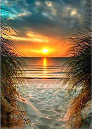 Set di pittura a diamanti per la spiaggia - 5D pittura a diamanti per adulti e bambini - lavoro di ricamo con strass - punto croce - decorazione per la casa - 30 x 40 cm - tramonto pittura a diamanti