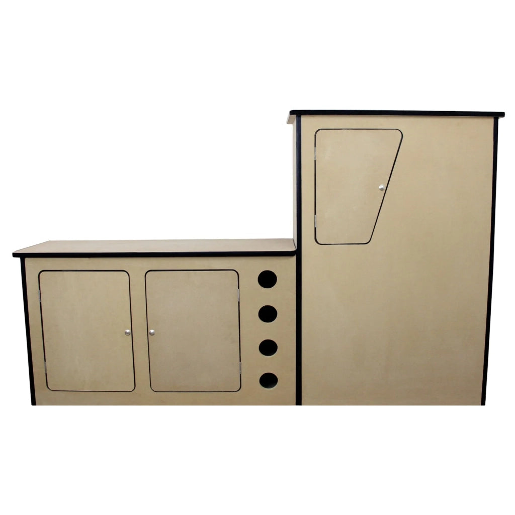 Cucina da Camper in Legno MDF Spessore 18mm con 3 Armadietti e Spazi Portavino