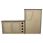 Cucina da Camper in Legno MDF Spessore 18mm con 3 Armadietti e Spazi Portavino