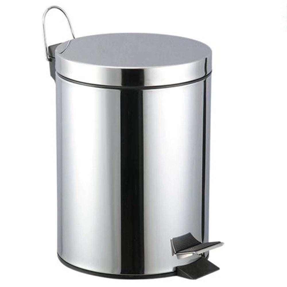 Trade Shop - Pattumiera In Acciaio A Pedale Da Bagno 5lt Bidone Cestino Spazzatura Differenziata 87442 -