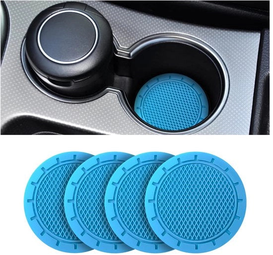 Onderzetter auto universale in silicone, antislip e duraturo, diametro 7 cm, accessori auto interno (blu)