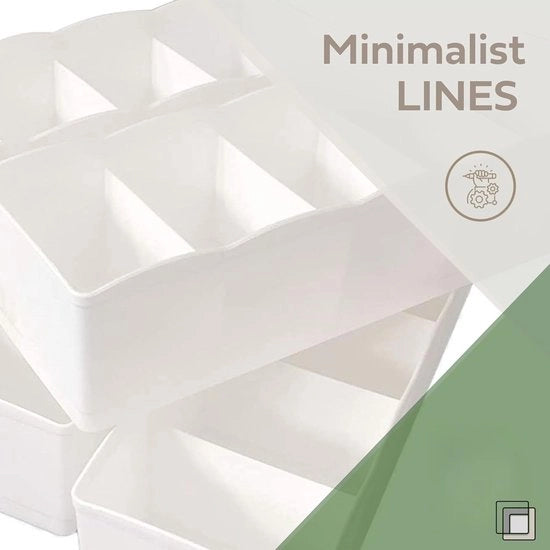 Organizzatore di carico con 5 cassetti in plastica duraturo e riutilizzabile per abbigliamento intimo, capi per bambini, materiali per hobby, articoli da ufficio, bagno e archiviazione, bianco, set da 5 pezzi