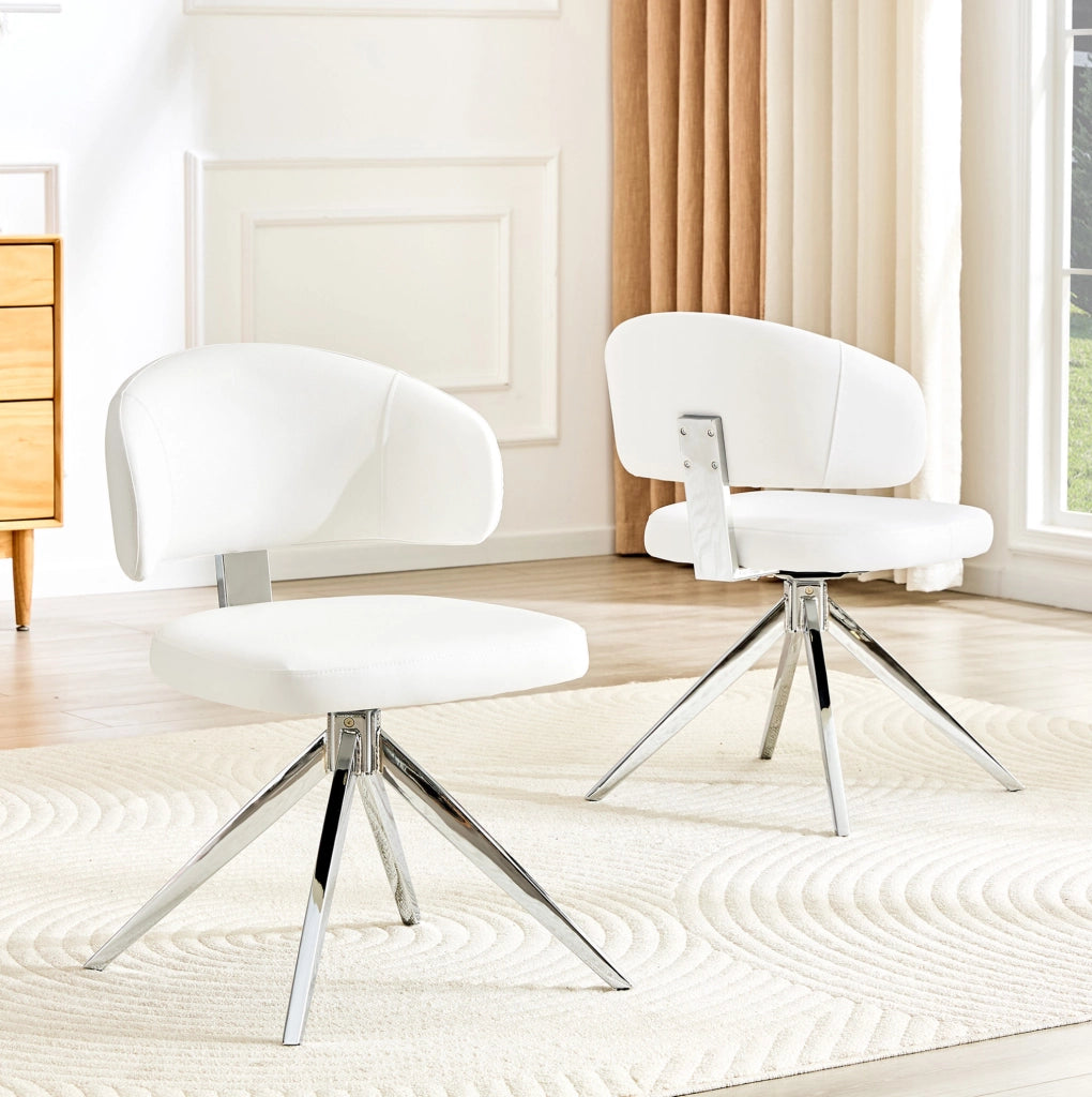 Set 2 sedie da pranzo girevoli a 360° in PU bianco HAVRYA